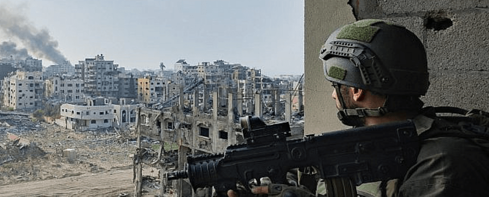 IDF soldier pointing his gun